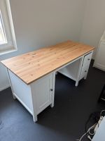 IKEA HEMNES Schreibtisch, 155x65 cm, weiss/hellbraun